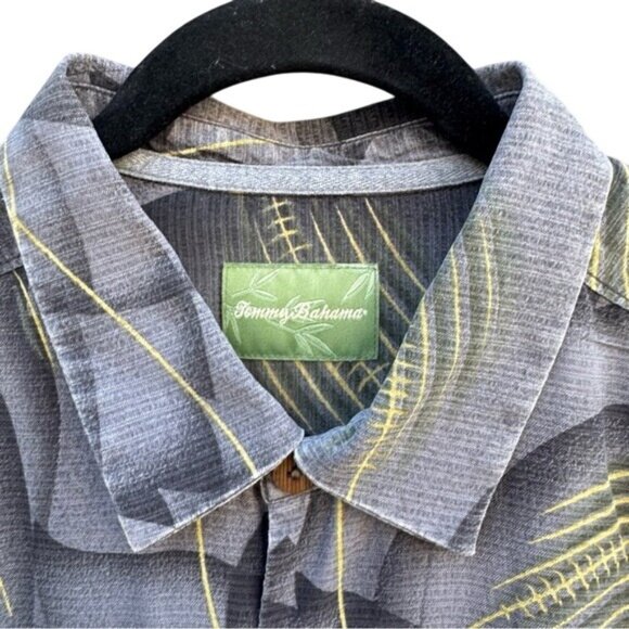 Tommy Bahama Vintage Silk Tropical Button-Up Shirt Leaf Print Chest Pocket L - Picture 7 of 13